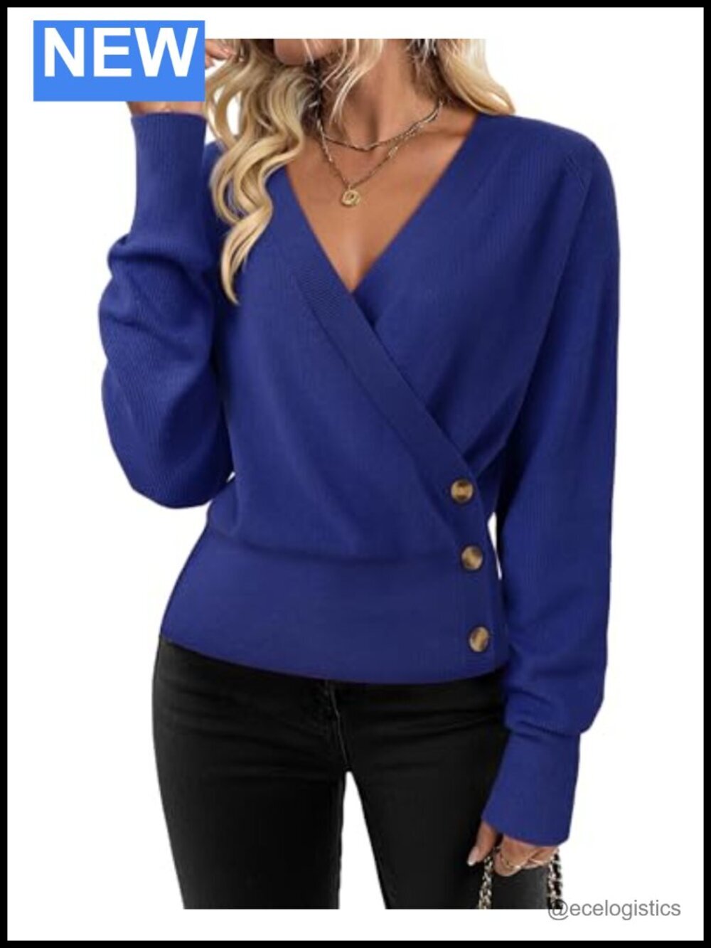 2026 Long Sleeve V Neck Business Casual Pullover Knit Sweater Top